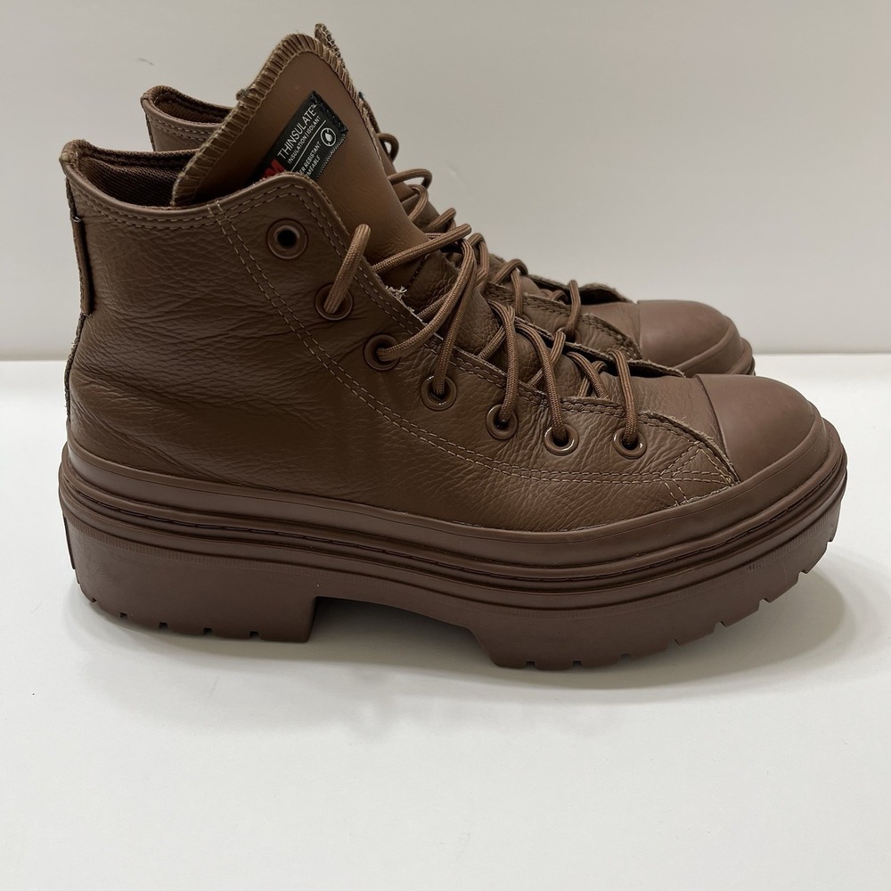 Converse Chuck Taylor All-Star Leather Lugged Heel Sneakers Brown High-Top 8